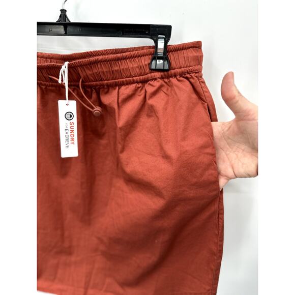 SUNDRY NWT Evereve Sunday Elastic Waist Drawcord Skirt in Brick Rust // Large - Picture 5 of 8